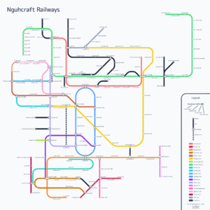 Railway Map of Nguhcraft, created by Annwan