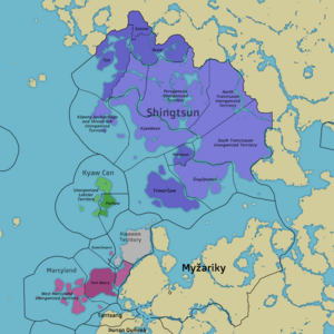 Territory of Kyaw Cen, as claimed by the Questionable Party