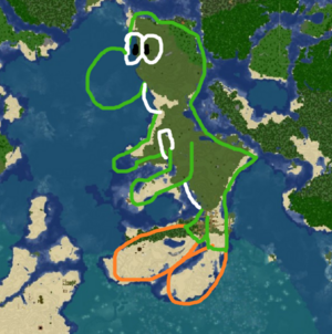 Map and comparison of the island to Yoshi, drawn by Marcy in February 2024.