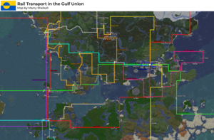 Geographic map of all rail lines in and around the Gulf Union