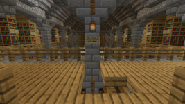 The top floor of the library, showing the sign that reads "The answer is always beneath your feet."